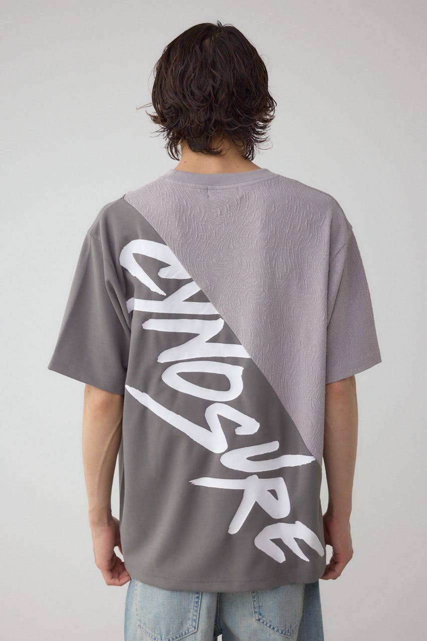 異素材スウィッチングラフィックTEE 柄GRY S