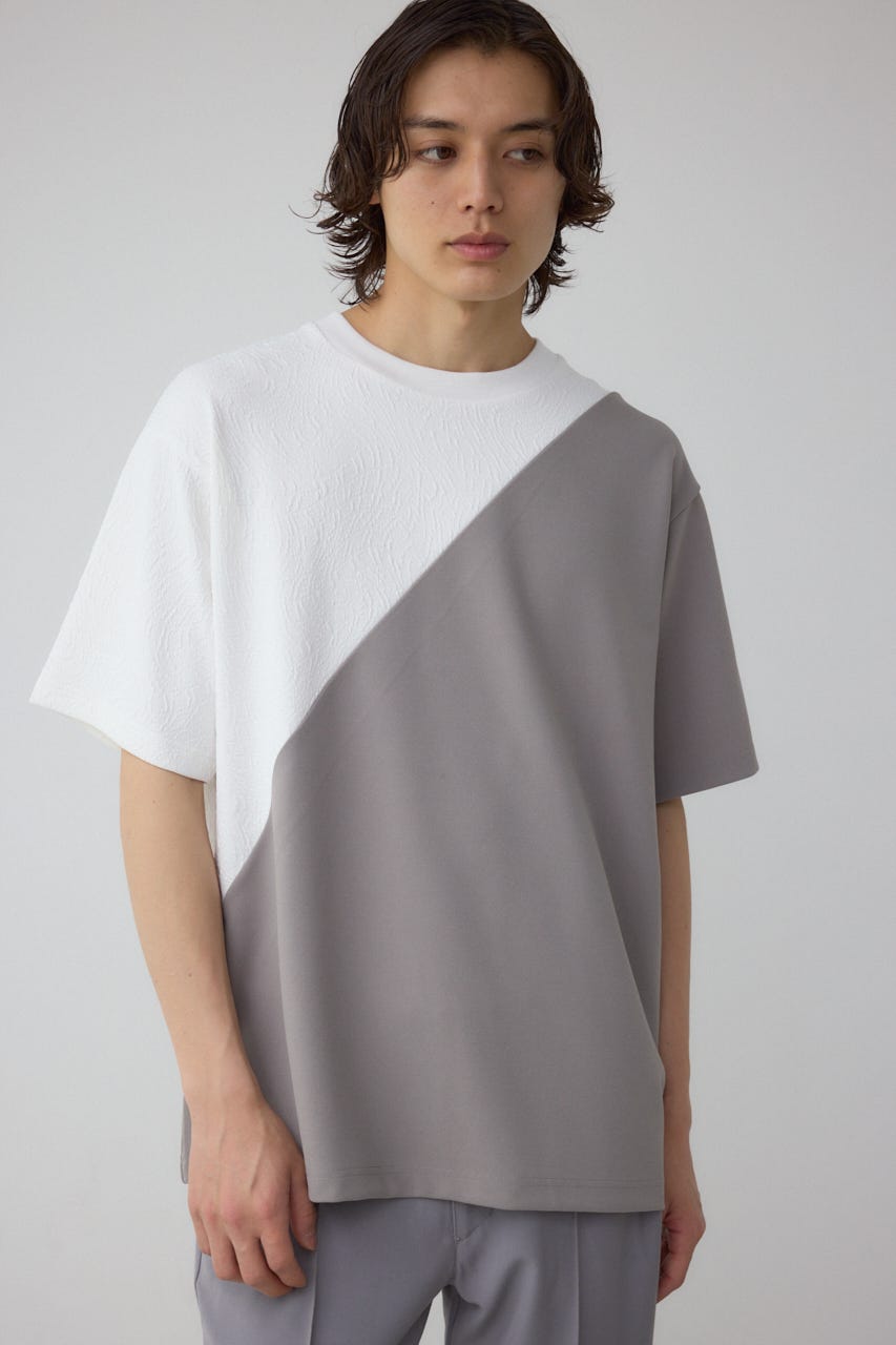 異素材スウィッチングラフィックTEE 柄WHT M