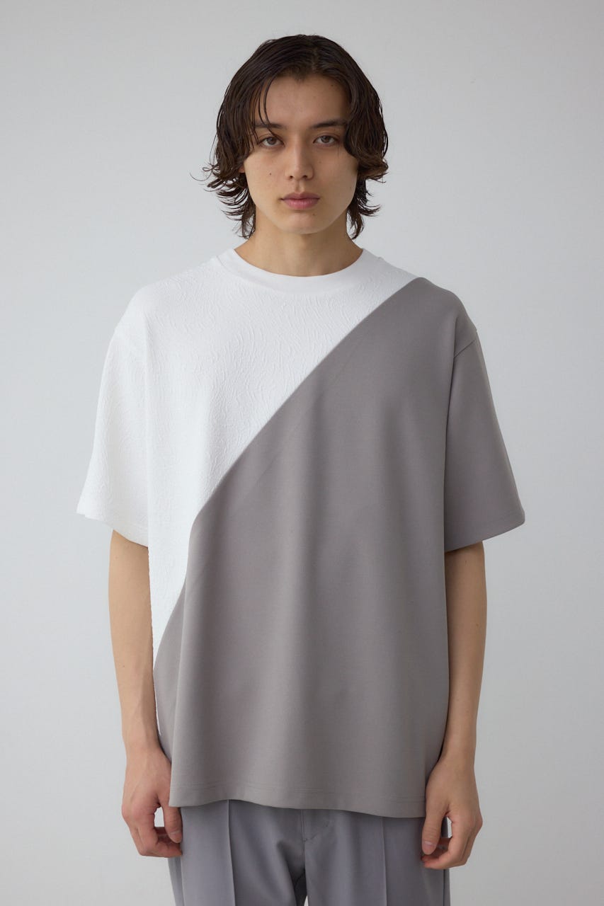 異素材スウィッチングラフィックTEE 柄WHT M