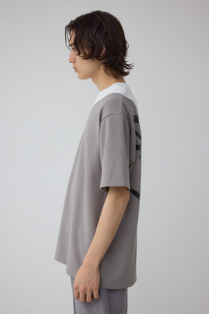 異素材スウィッチングラフィックTEE 柄WHT M