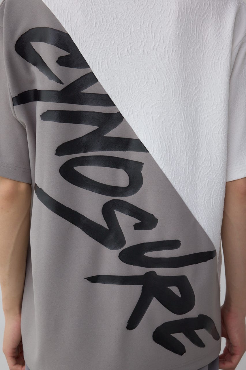 異素材スウィッチングラフィックTEE 柄WHT M