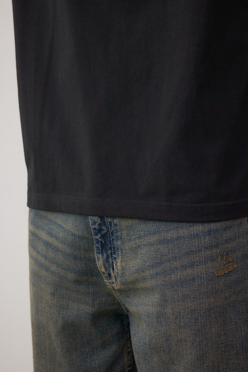 ハートゴールド発泡プリントTEE BLK L