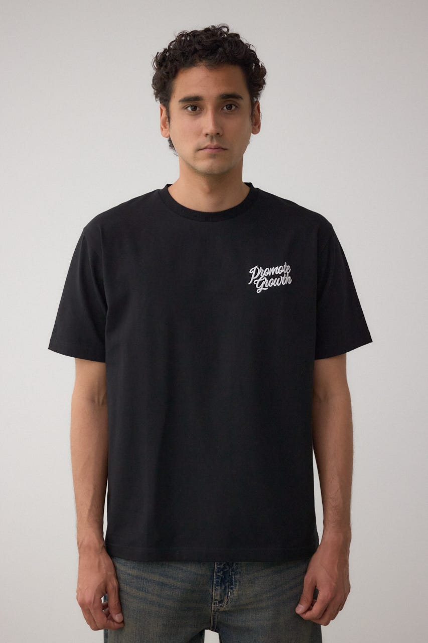 ハートゴールド発泡プリントTEE BLK L