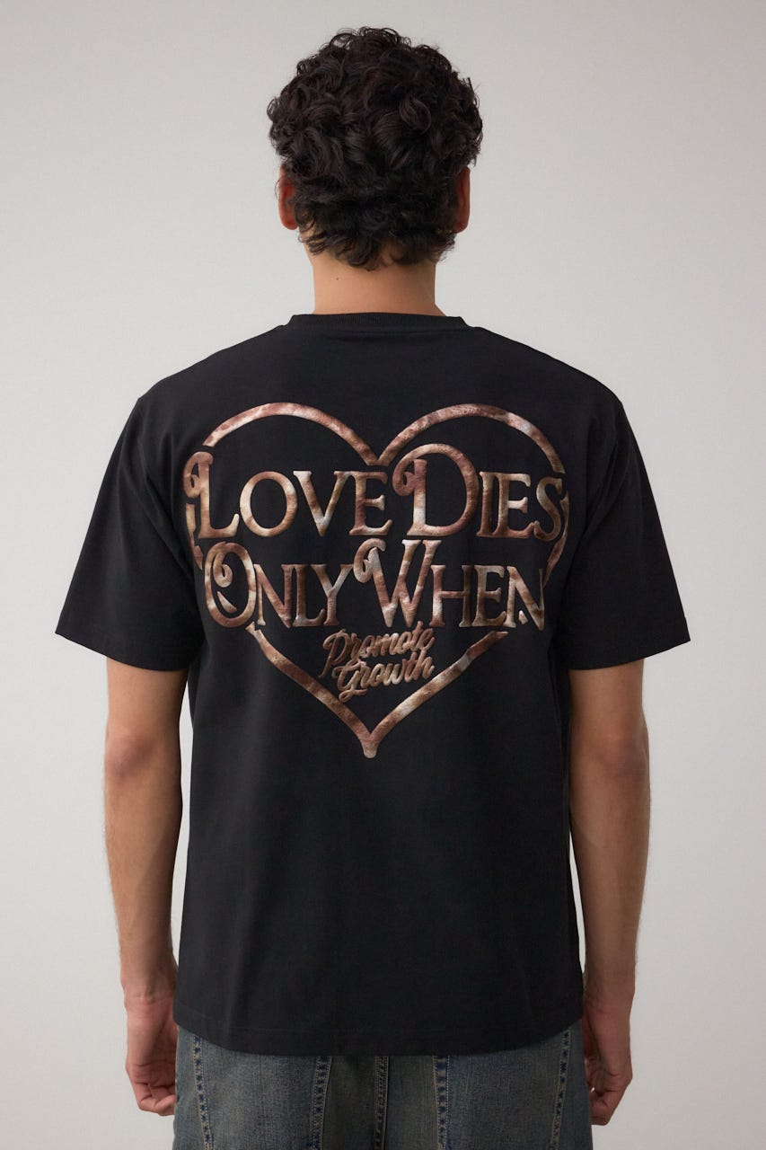 ハートゴールド発泡プリントTEE BLK L