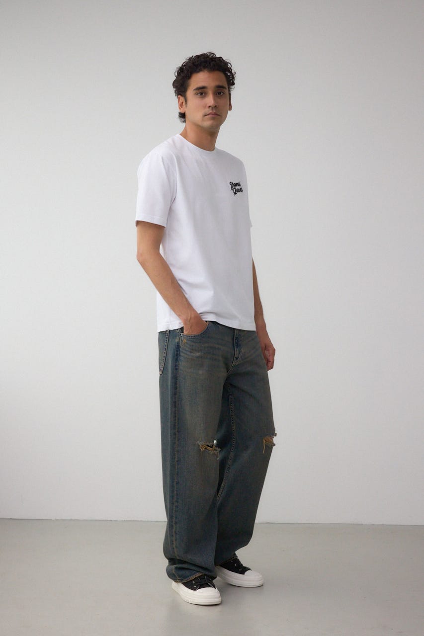 ハートゴールド発泡プリントTEE WHT L