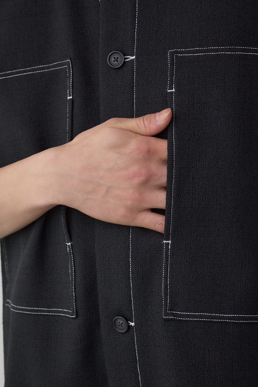 アウトステッチブッチャーシャツ BLK M