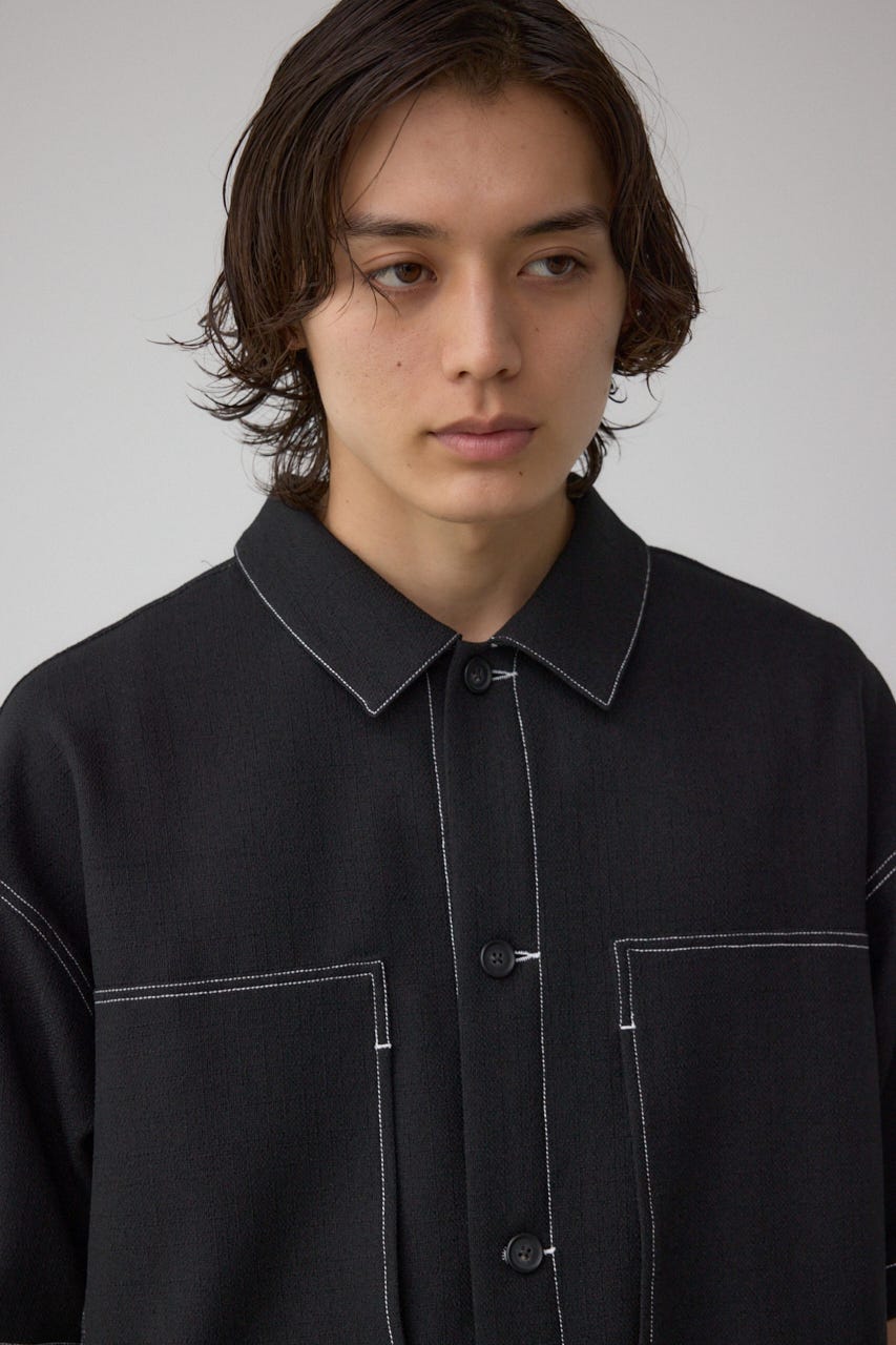 アウトステッチブッチャーシャツ BLK M