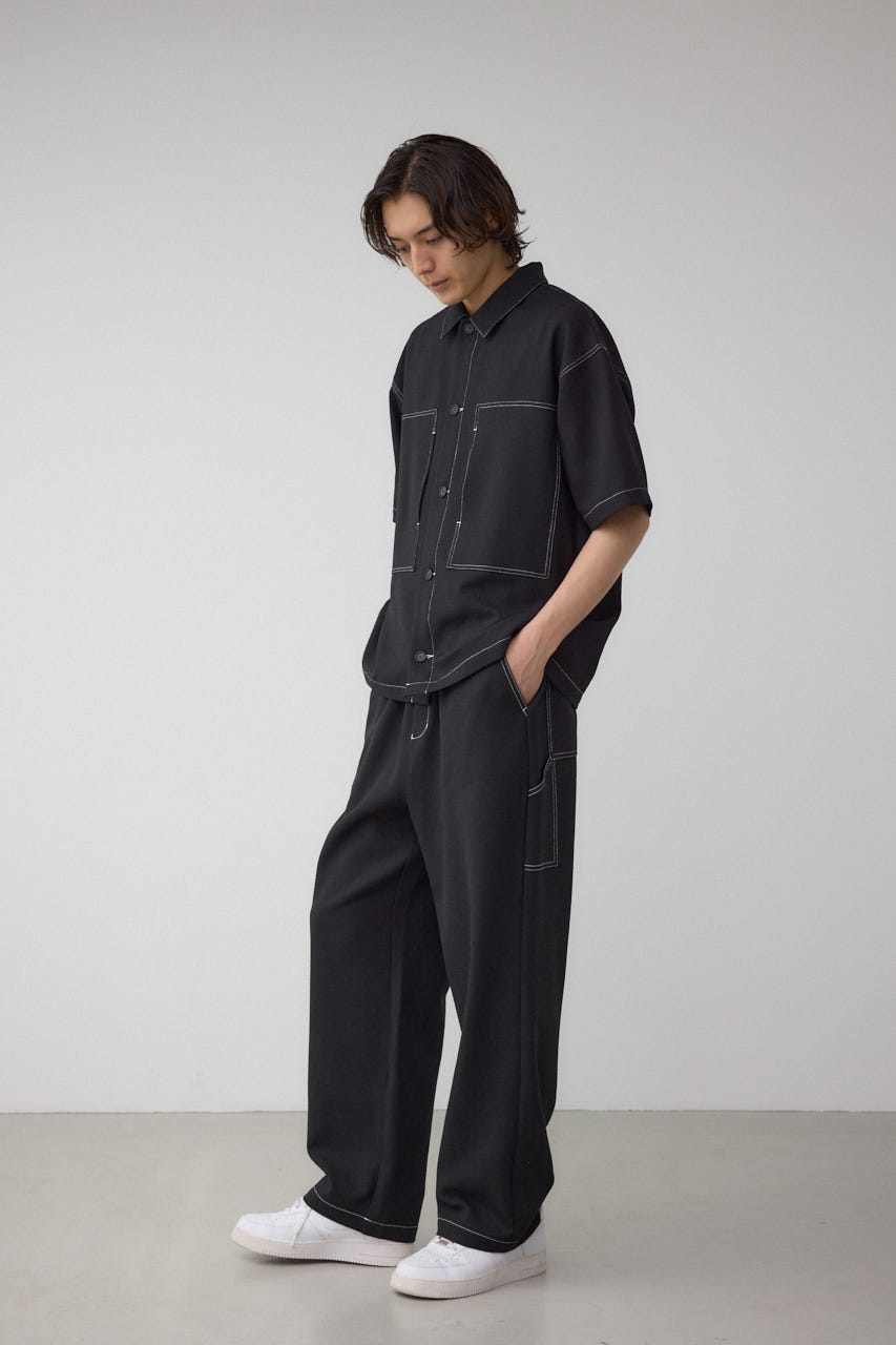 アウトステッチブッチャーシャツ BLK M