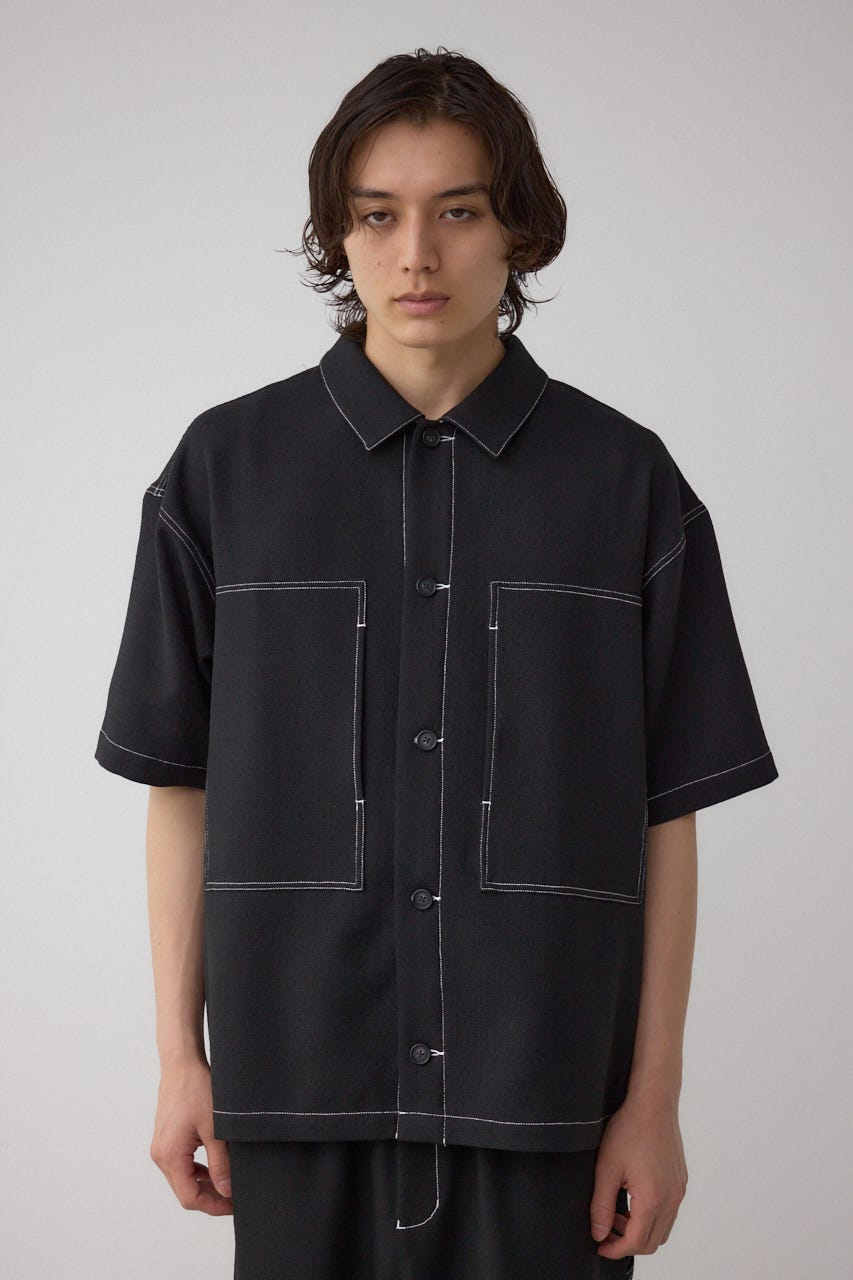 アウトステッチブッチャーシャツ BLK M