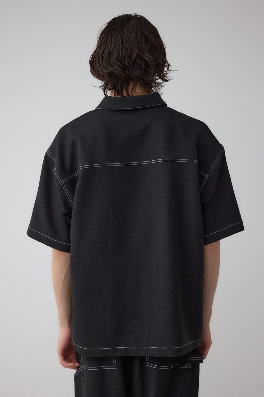 アウトステッチブッチャーシャツ BLK M