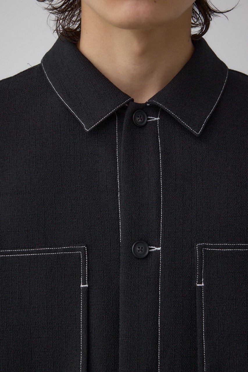 アウトステッチブッチャーシャツ BLK M