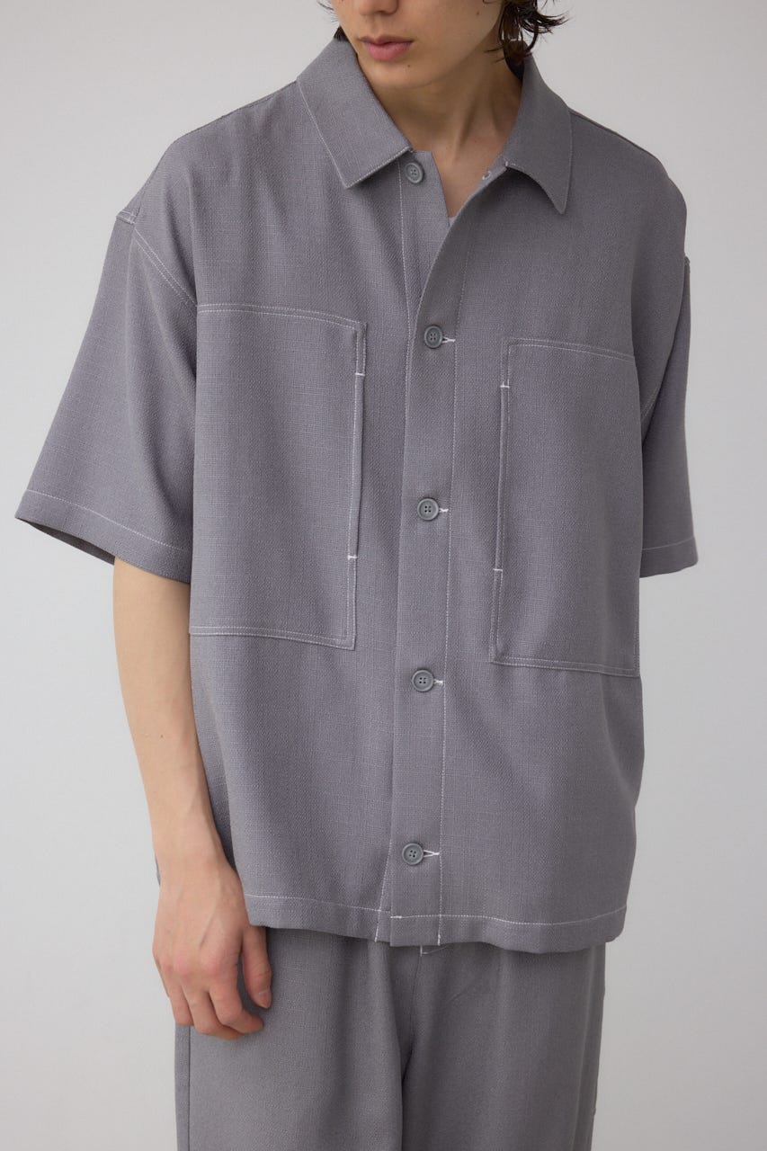 アウトステッチブッチャーシャツ GRY L