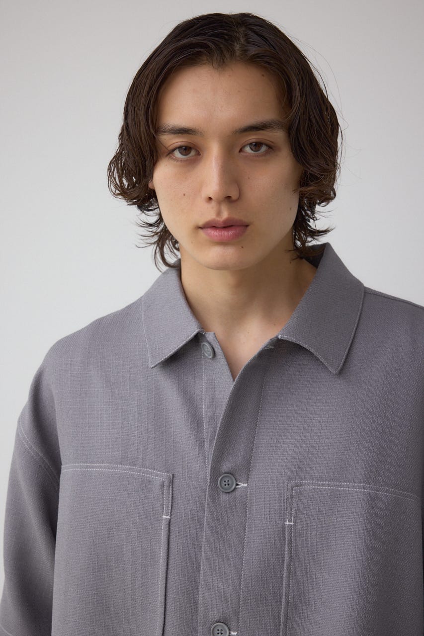 アウトステッチブッチャーシャツ GRY L