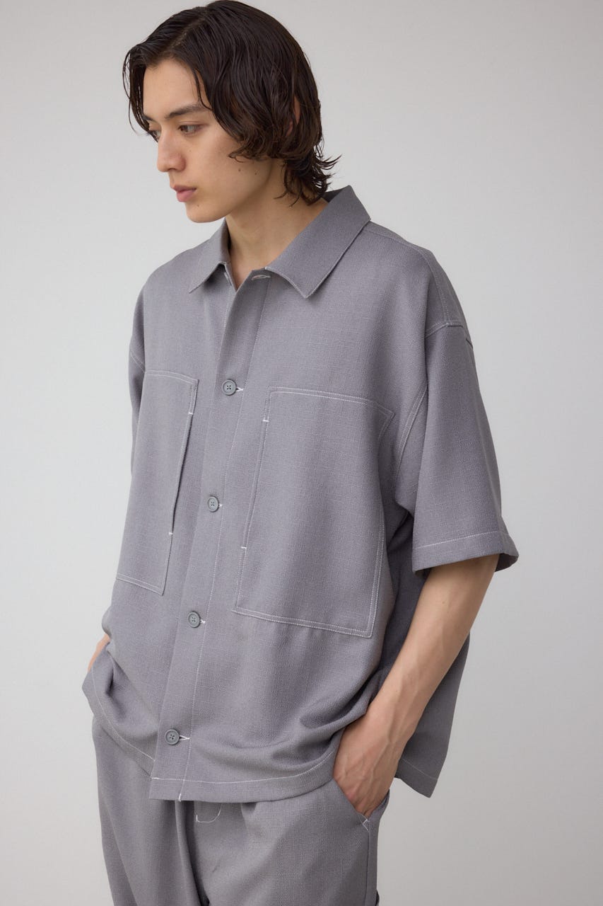 アウトステッチブッチャーシャツ GRY L
