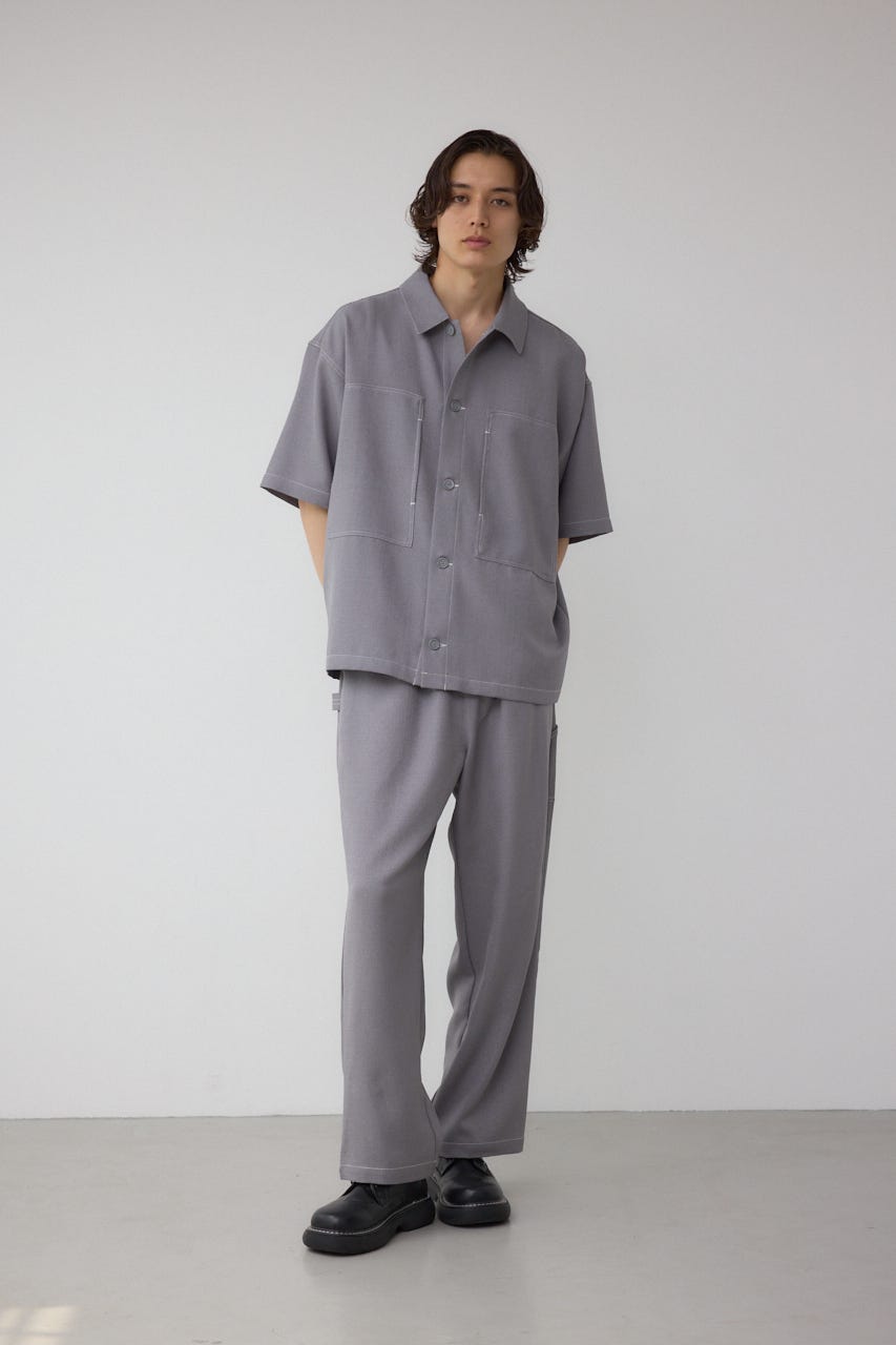 アウトステッチブッチャーシャツ GRY L
