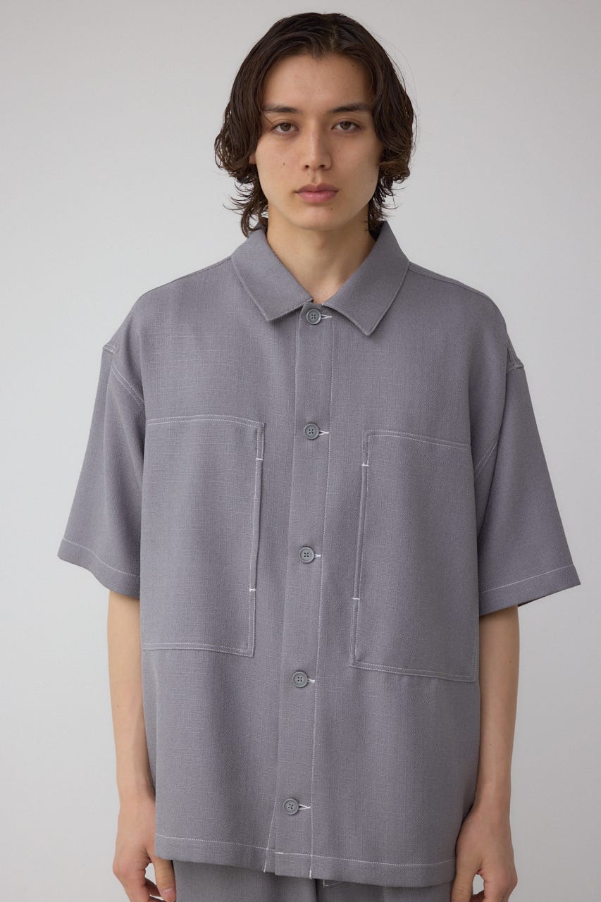 アウトステッチブッチャーシャツ GRY L