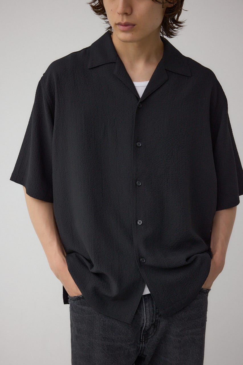 シアサッカーオーバーシャツ BLK M