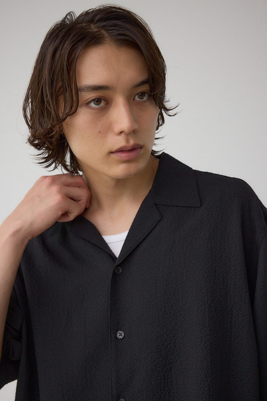 シアサッカーオーバーシャツ BLK M