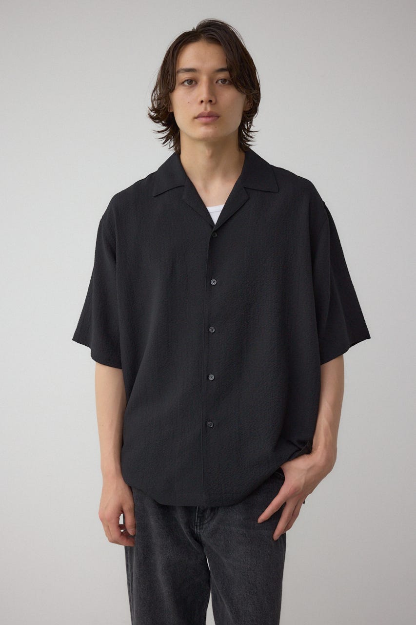 シアサッカーオーバーシャツ BLK M