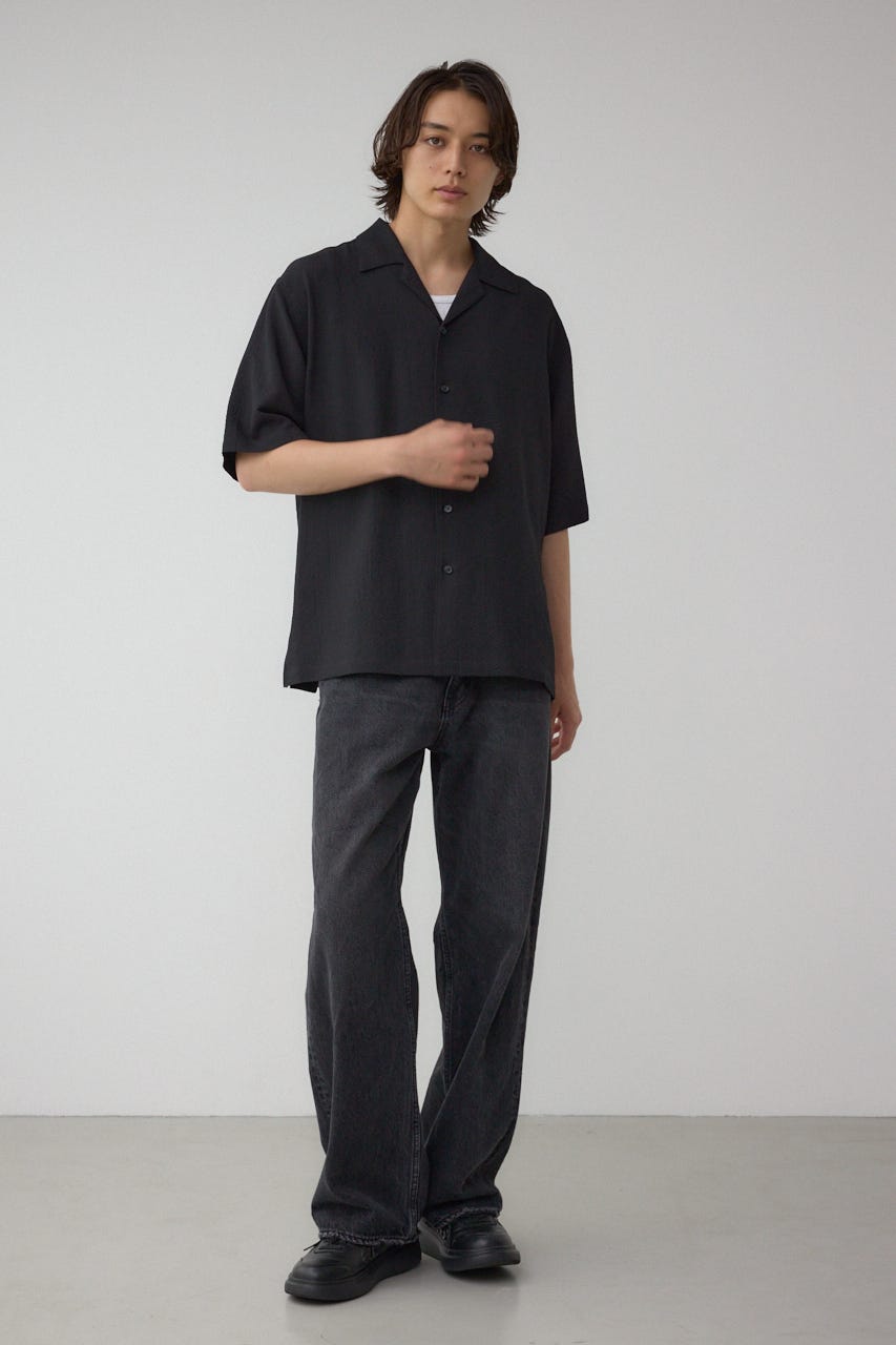 シアサッカーオーバーシャツ BLK M