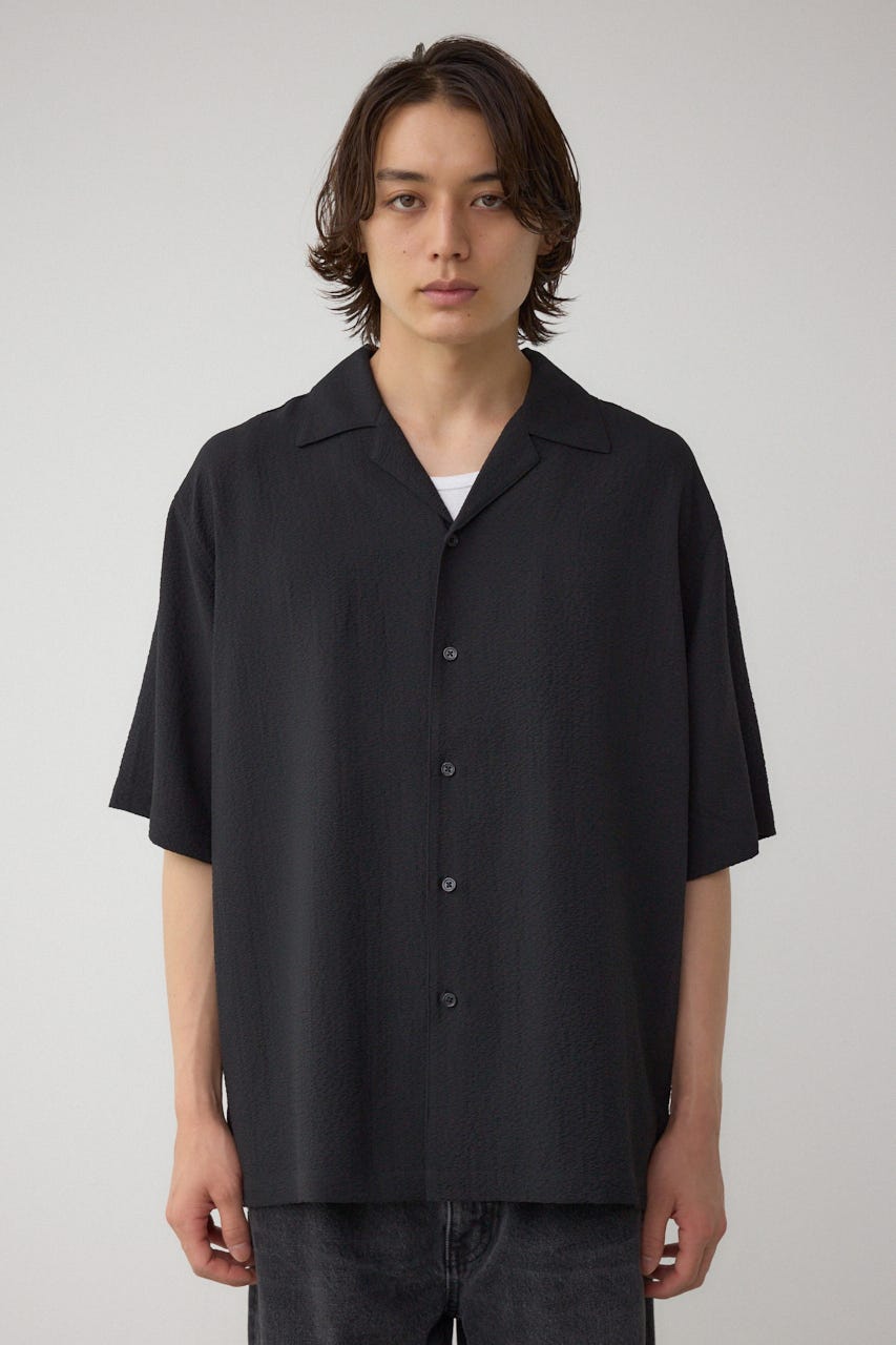 シアサッカーオーバーシャツ BLK M