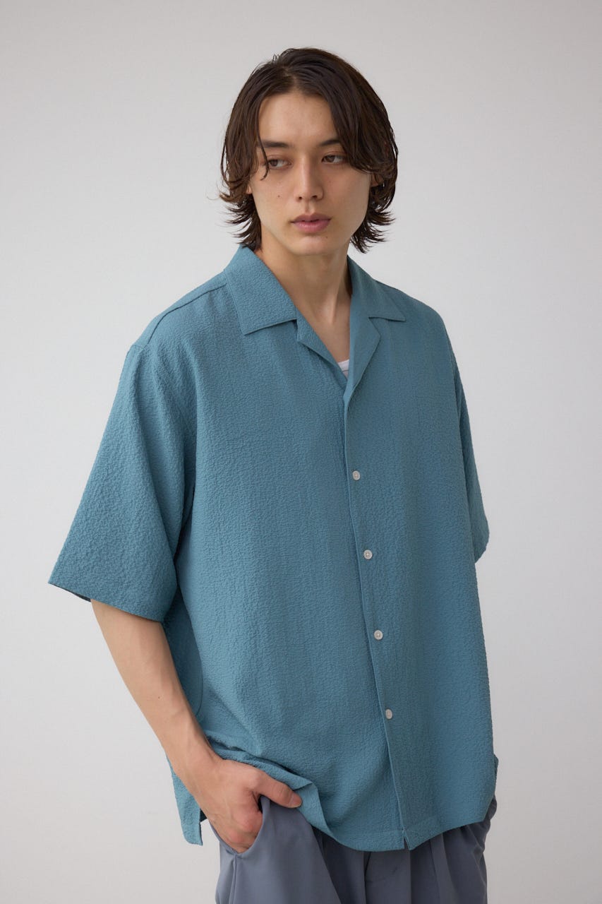 シアサッカーオーバーシャツ D/BLU M