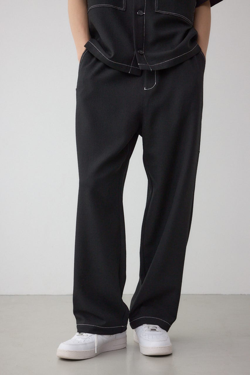 アウトステッチブッチャーワイドパンツ BLK L