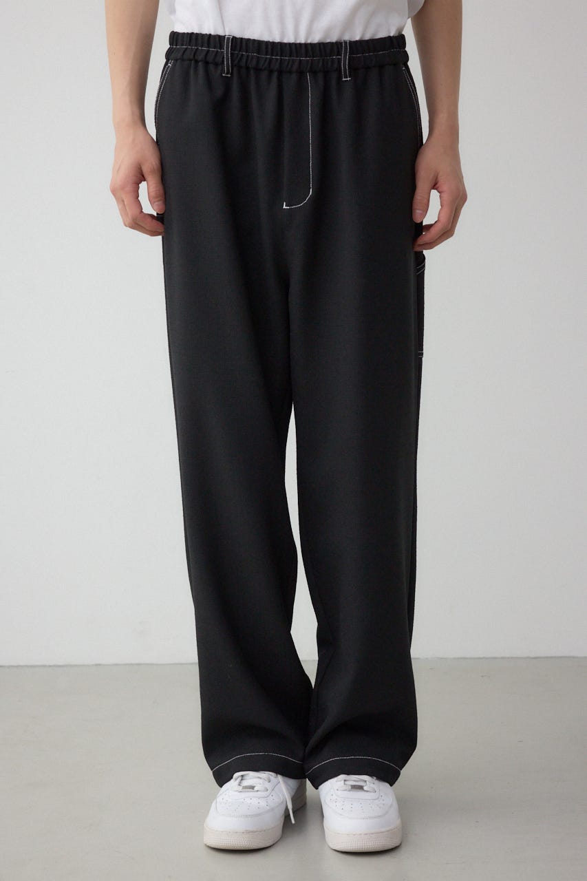 アウトステッチブッチャーワイドパンツ BLK L