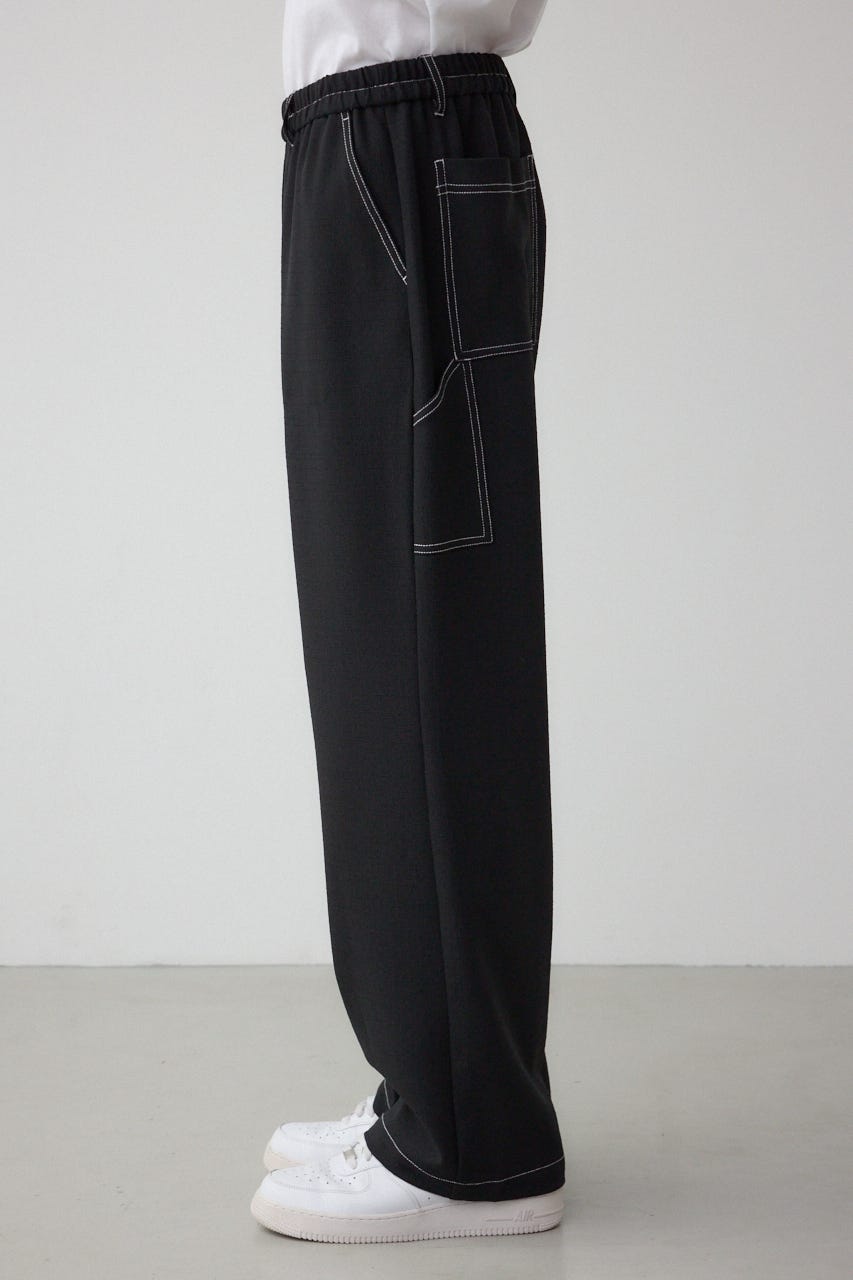 アウトステッチブッチャーワイドパンツ BLK L