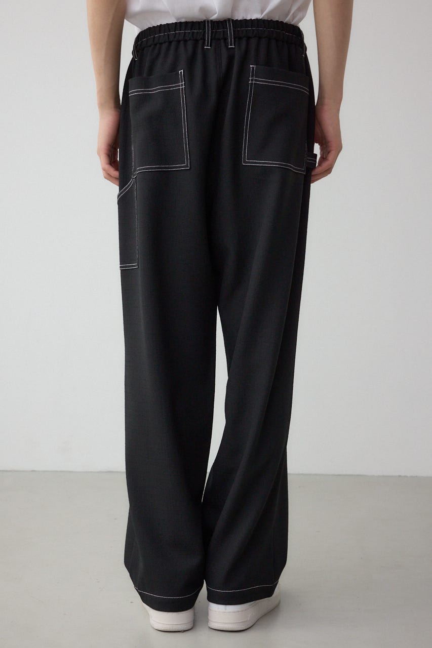 アウトステッチブッチャーワイドパンツ BLK L