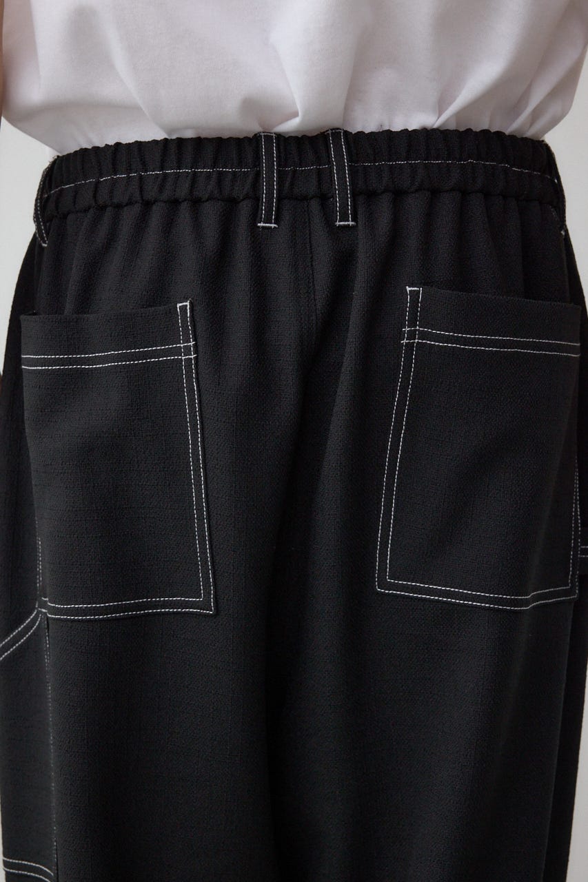 アウトステッチブッチャーワイドパンツ BLK L