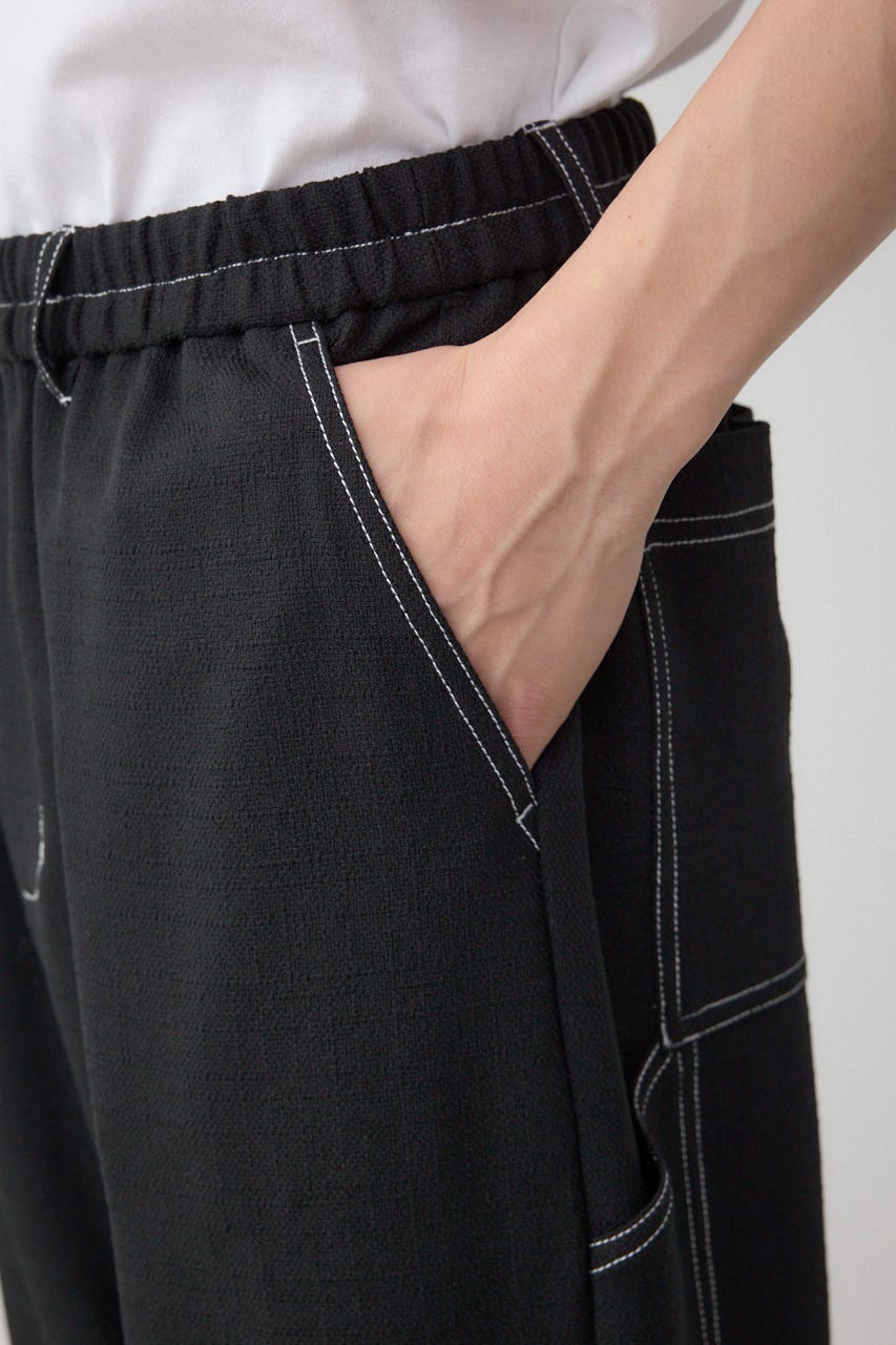 アウトステッチブッチャーワイドパンツ BLK L