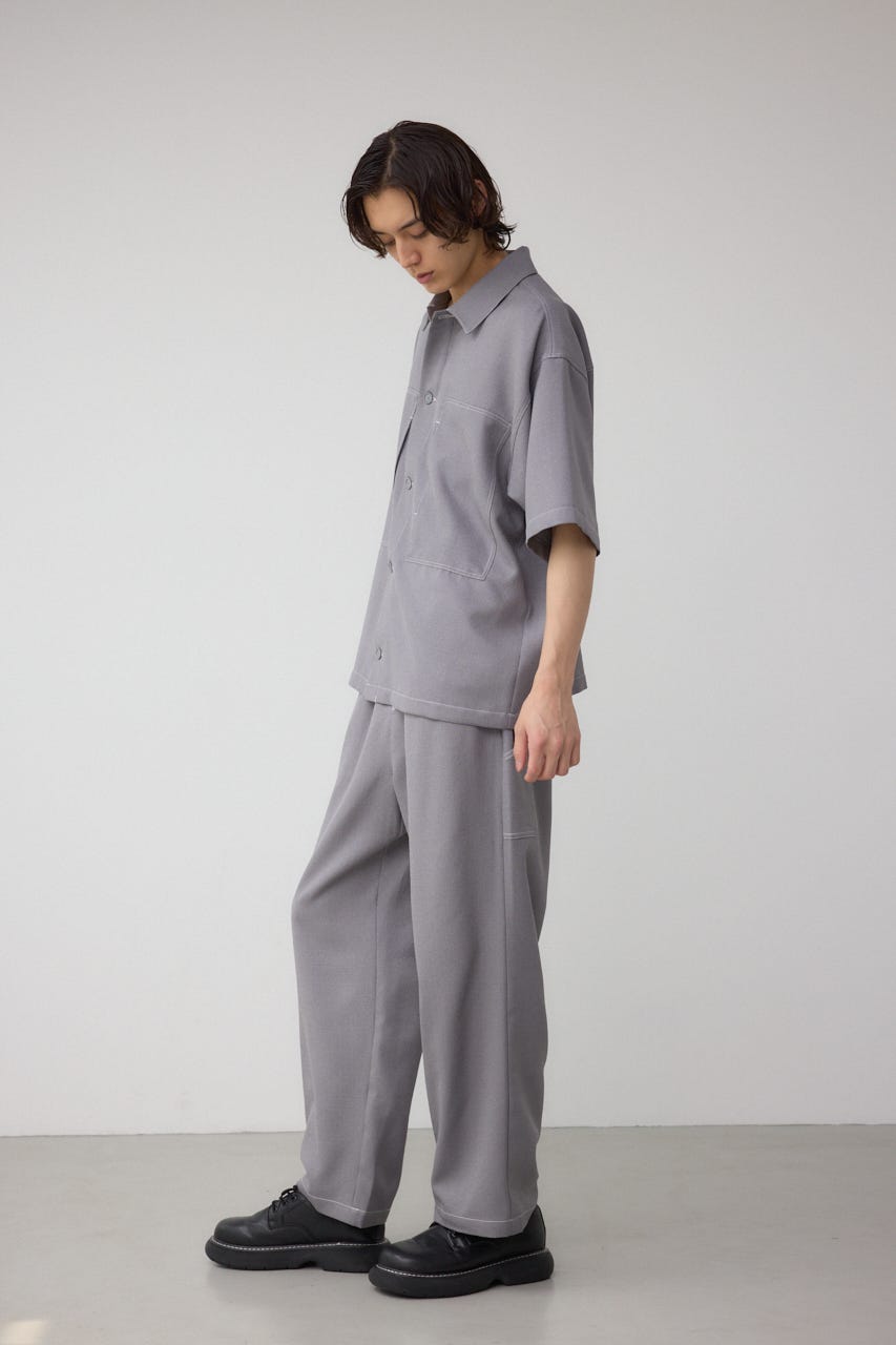 アウトステッチブッチャーワイドパンツ GRY M