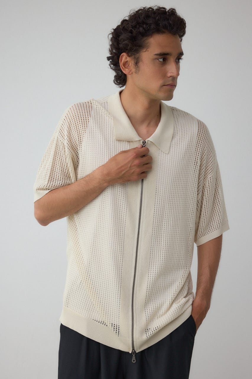 ポロ襟ジップニットトップス IVOY M