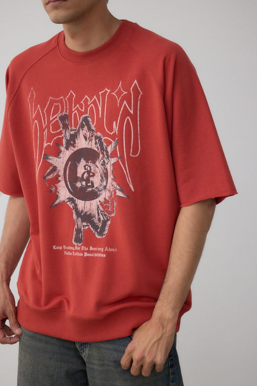 カットオフスウェットTEE L/RED M