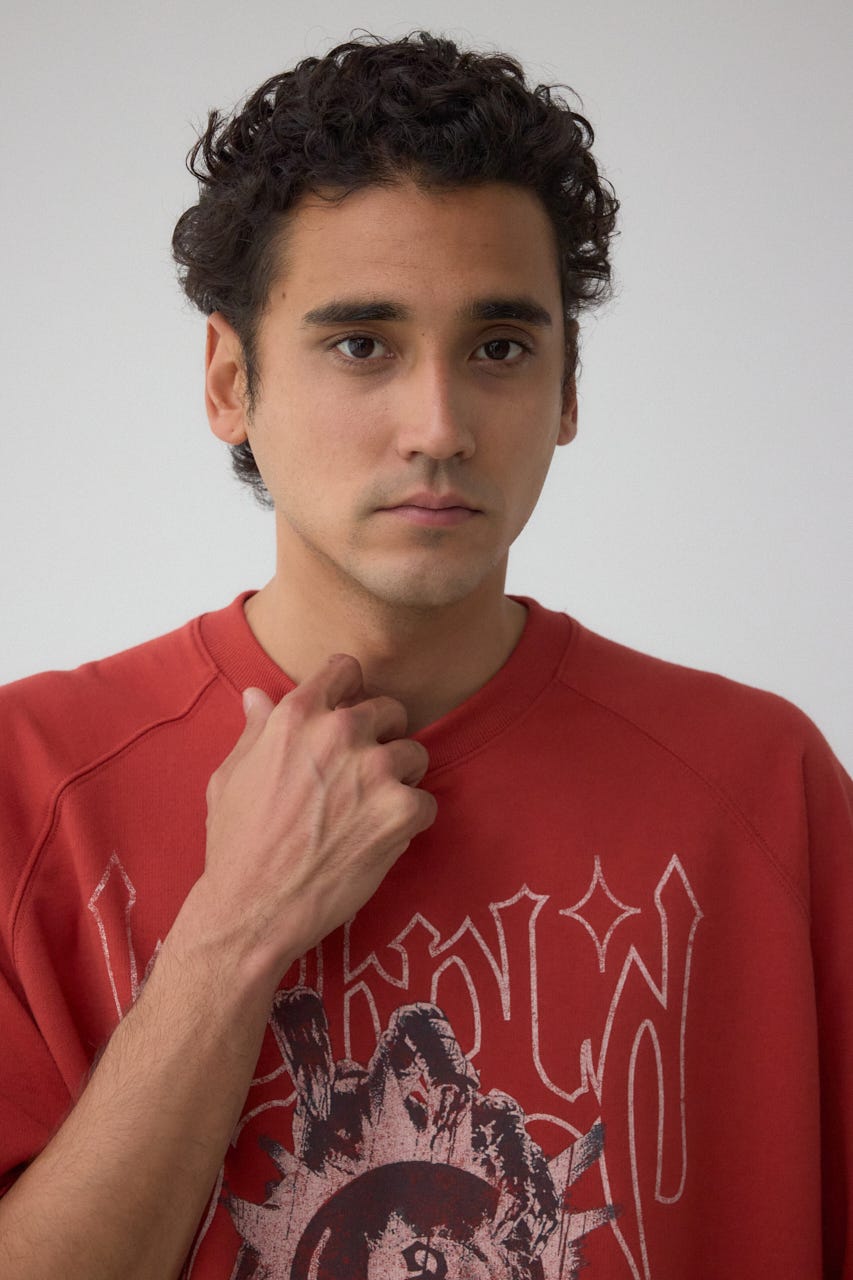 カットオフスウェットTEE L/RED M
