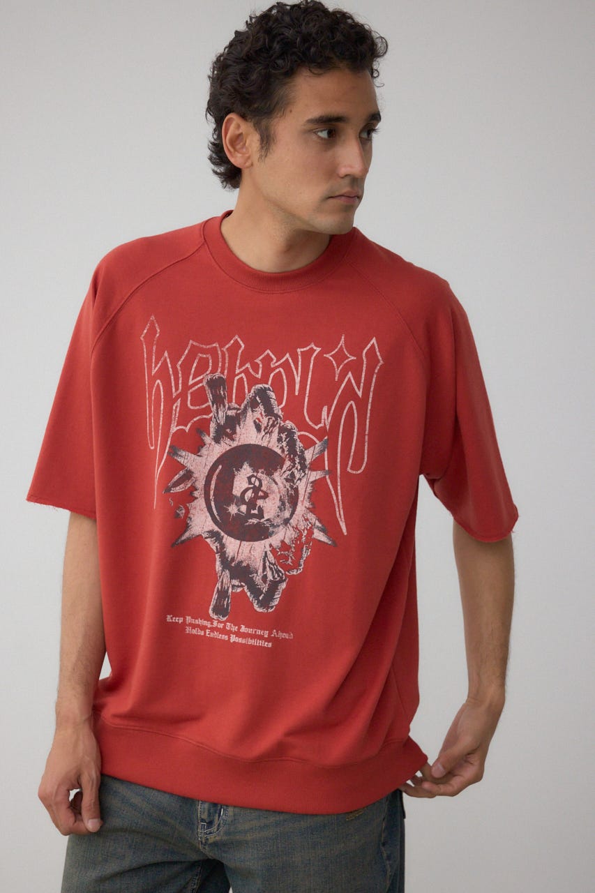 カットオフスウェットTEE L/RED M