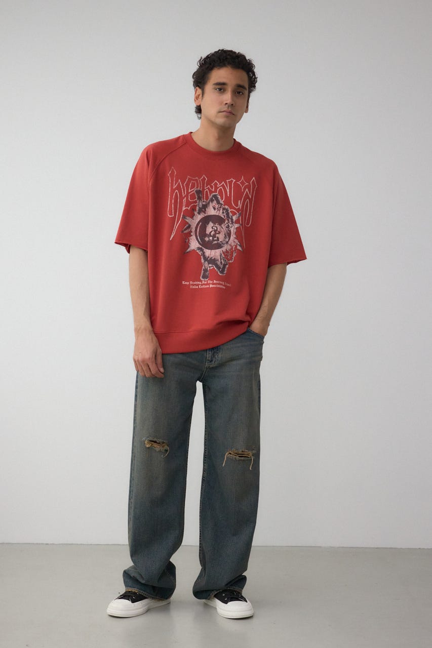 カットオフスウェットTEE L/RED M