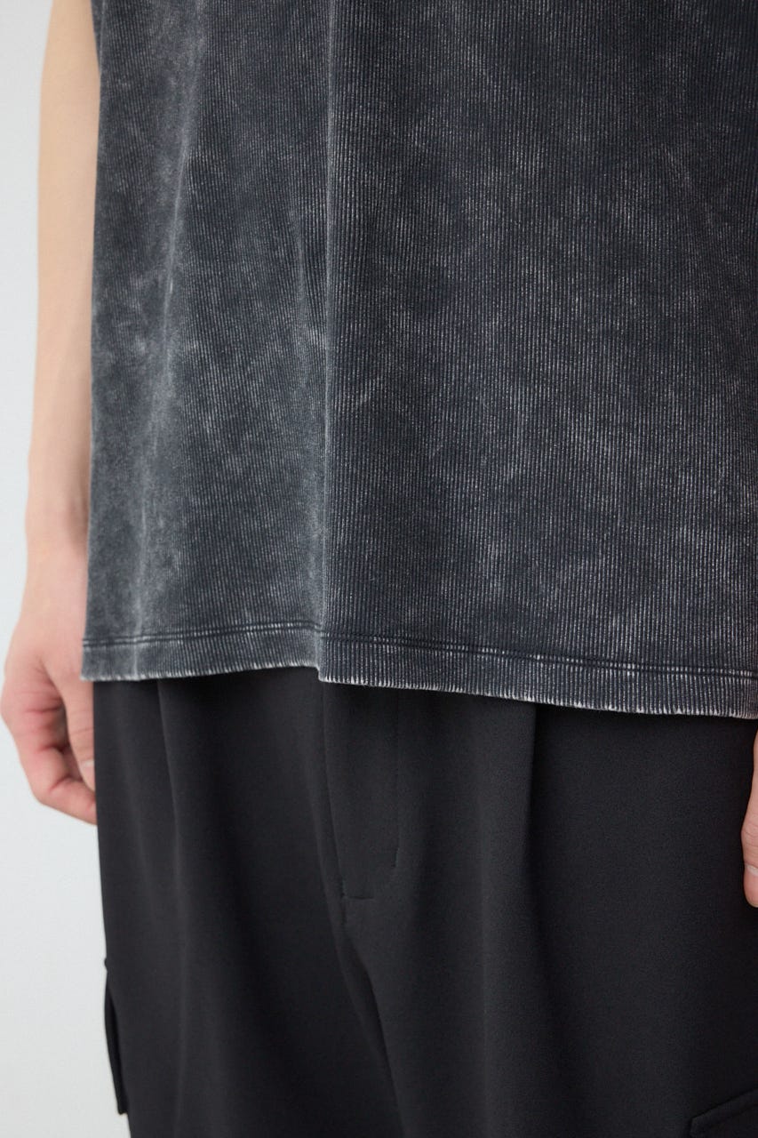 テレコピグメント刺繍トップス BLK L