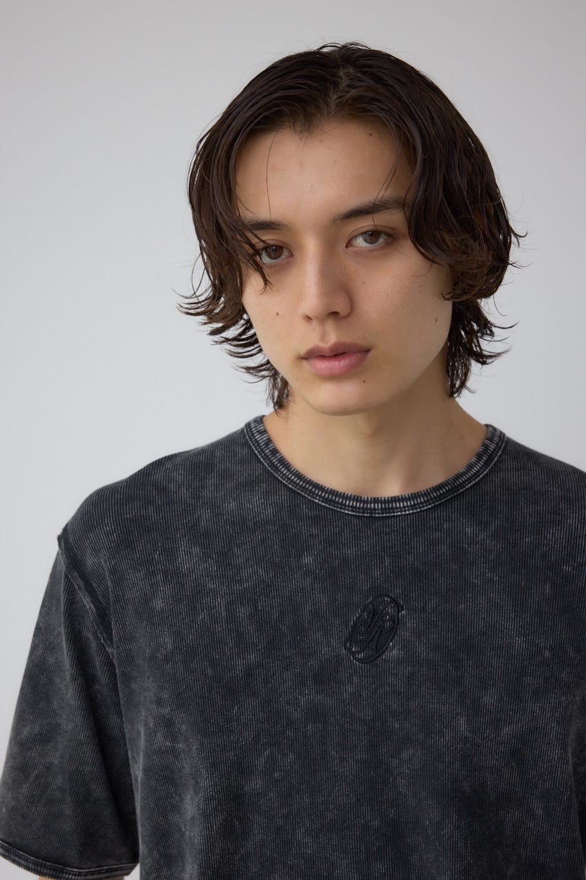 テレコピグメント刺繍トップス BLK L
