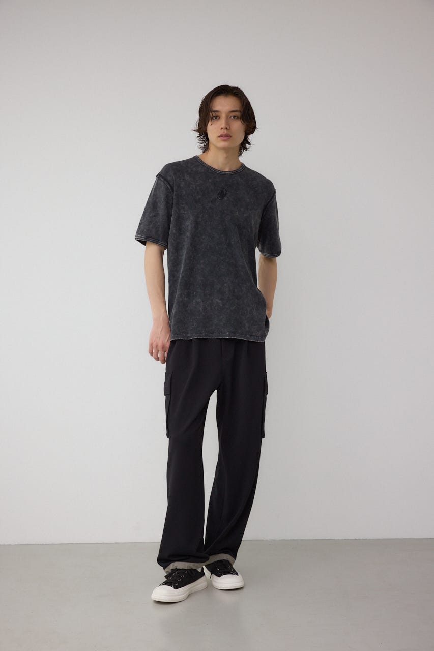 テレコピグメント刺繍トップス BLK L