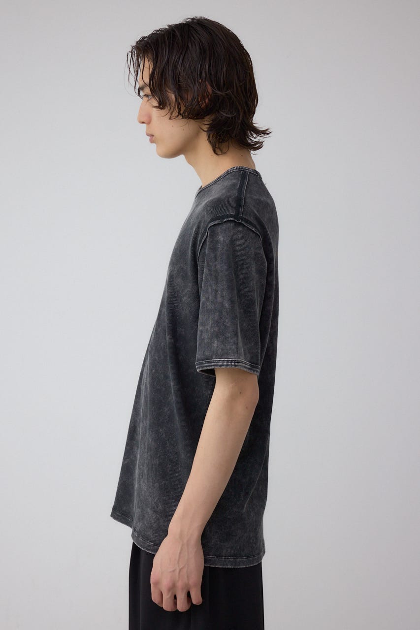 テレコピグメント刺繍トップス BLK L