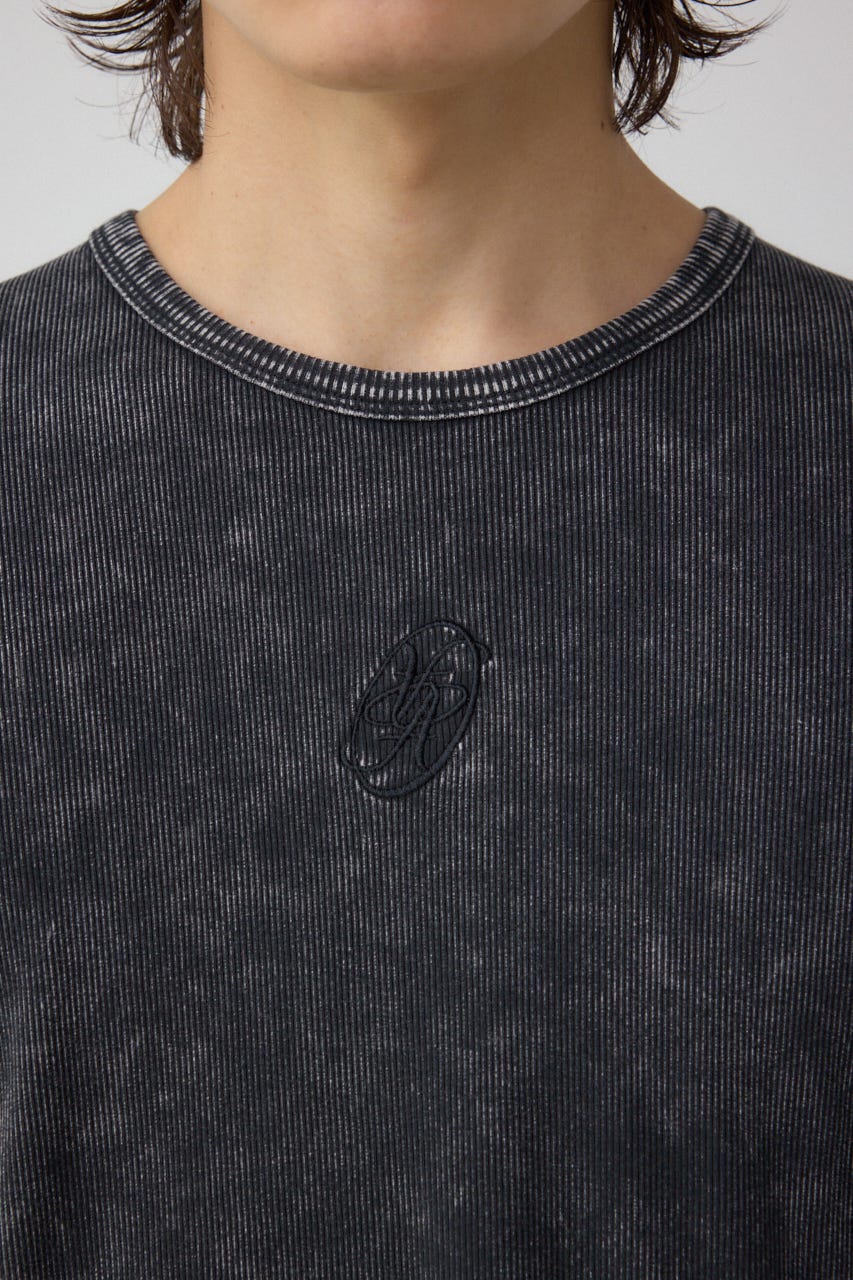 テレコピグメント刺繍トップス BLK L