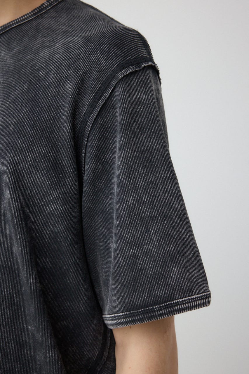テレコピグメント刺繍トップス BLK L