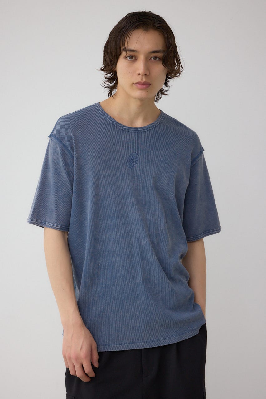 テレコピグメント刺繍トップス BLU M