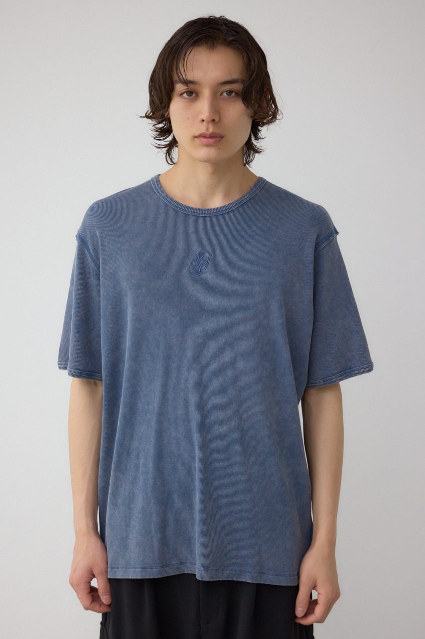 テレコピグメント刺繍トップス BLU M