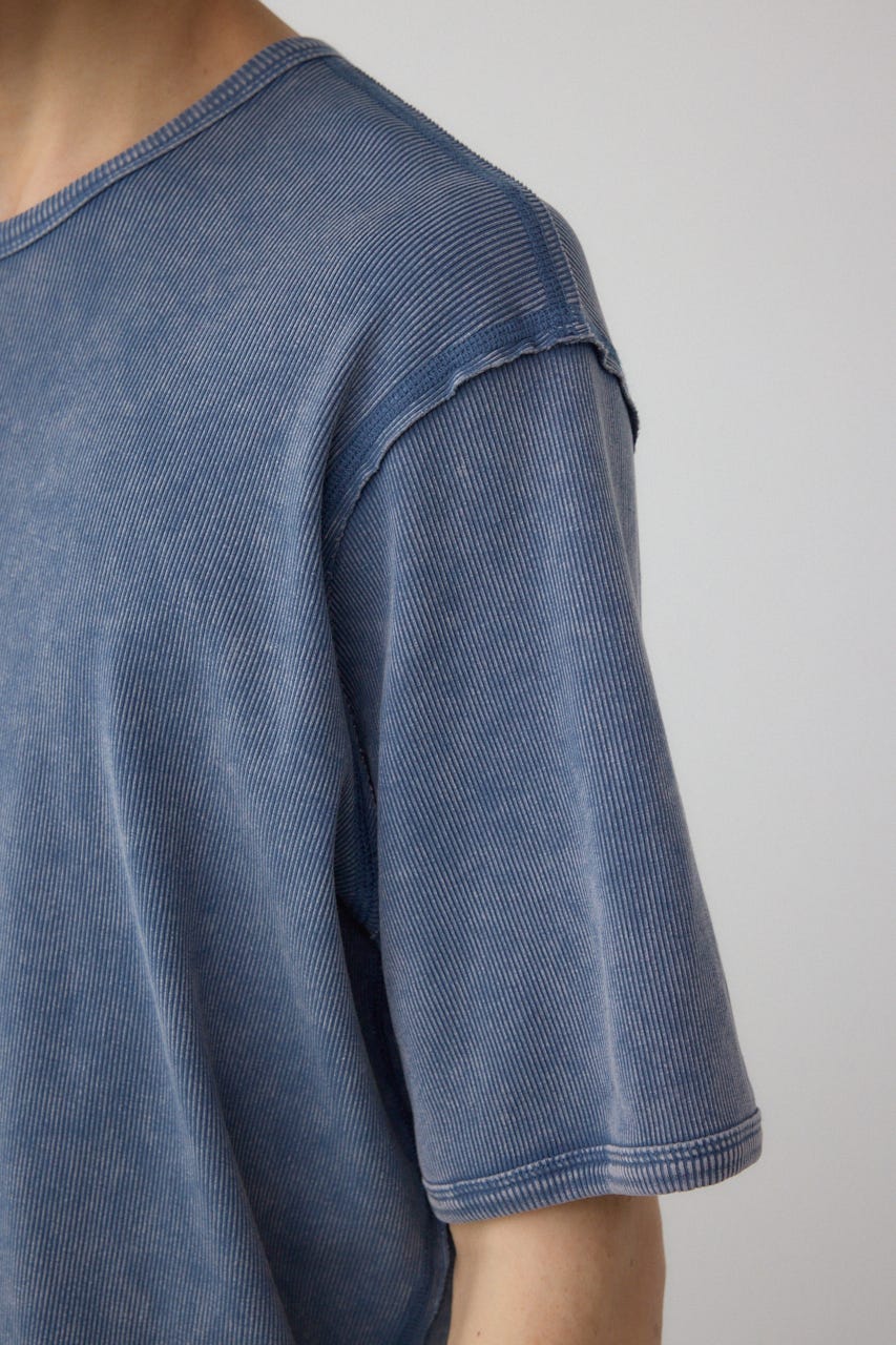 テレコピグメント刺繍トップス BLU M