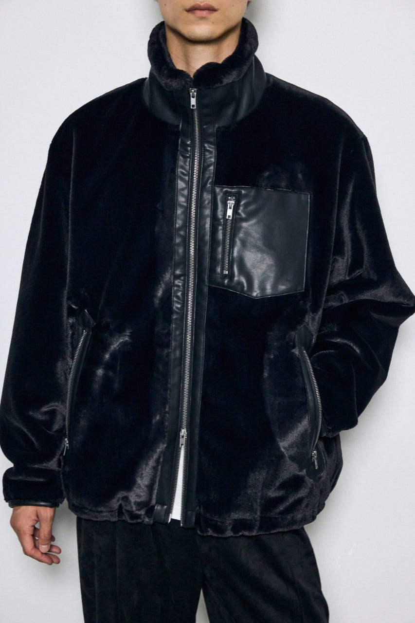 【AW先行アイテム】ファースタンドブルゾン BLK L