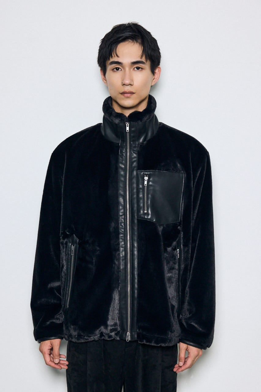 【AW先行アイテム】ファースタンドブルゾン BLK L
