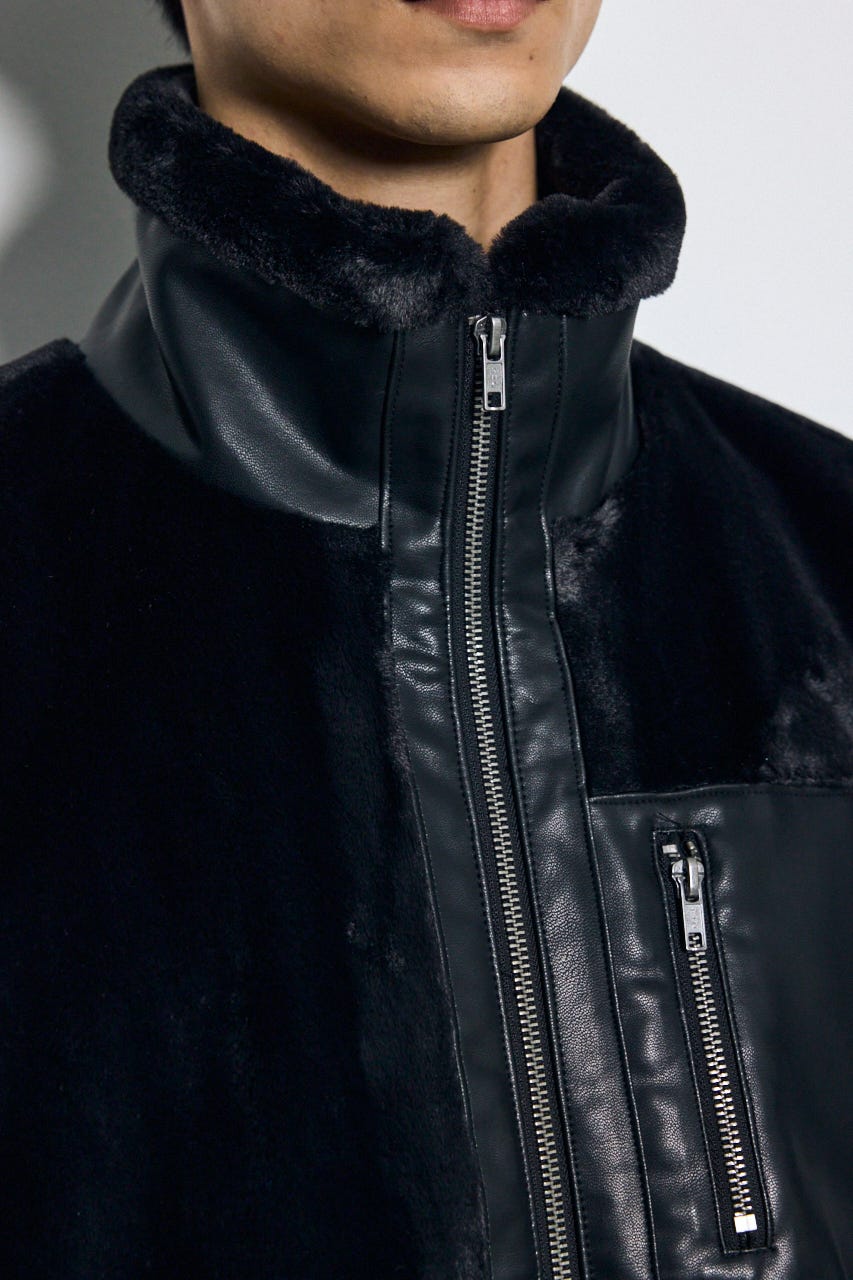 【AW先行アイテム】ファースタンドブルゾン BLK L